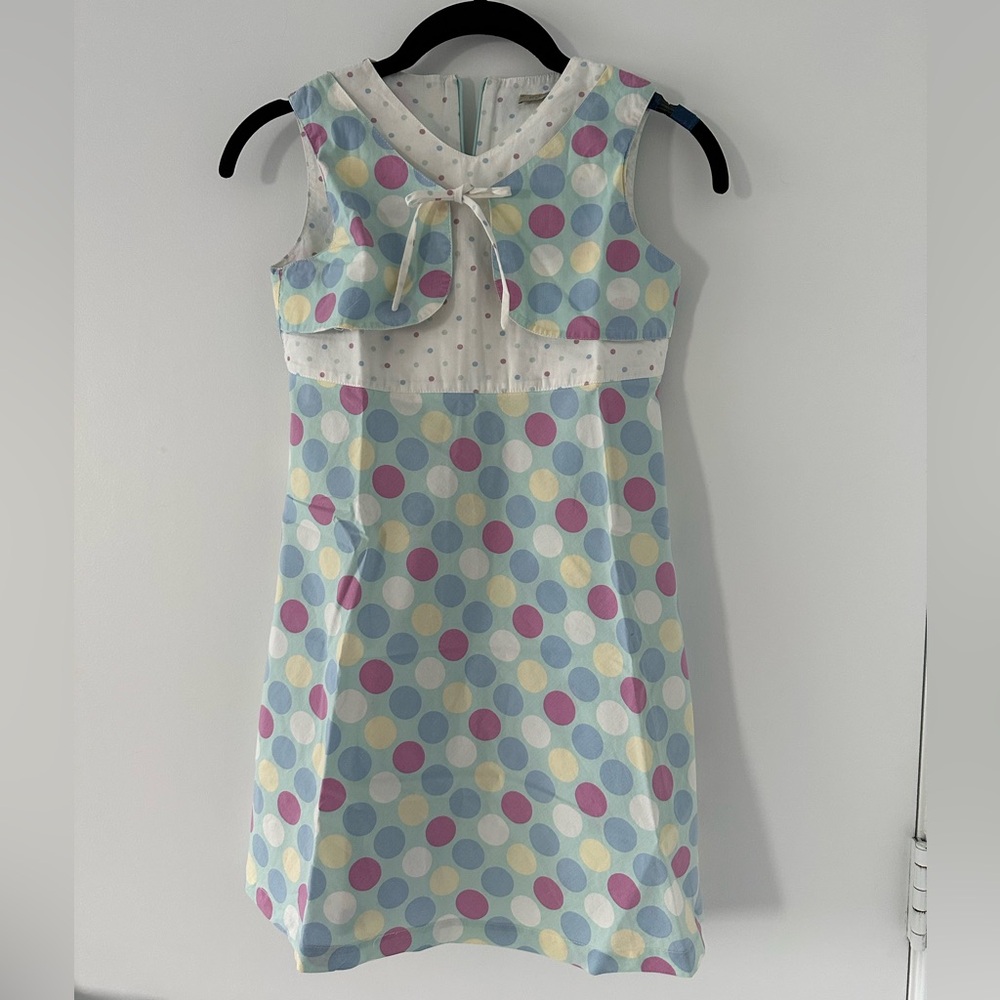 Blue Dress with colorful polka dots - Green by Missako